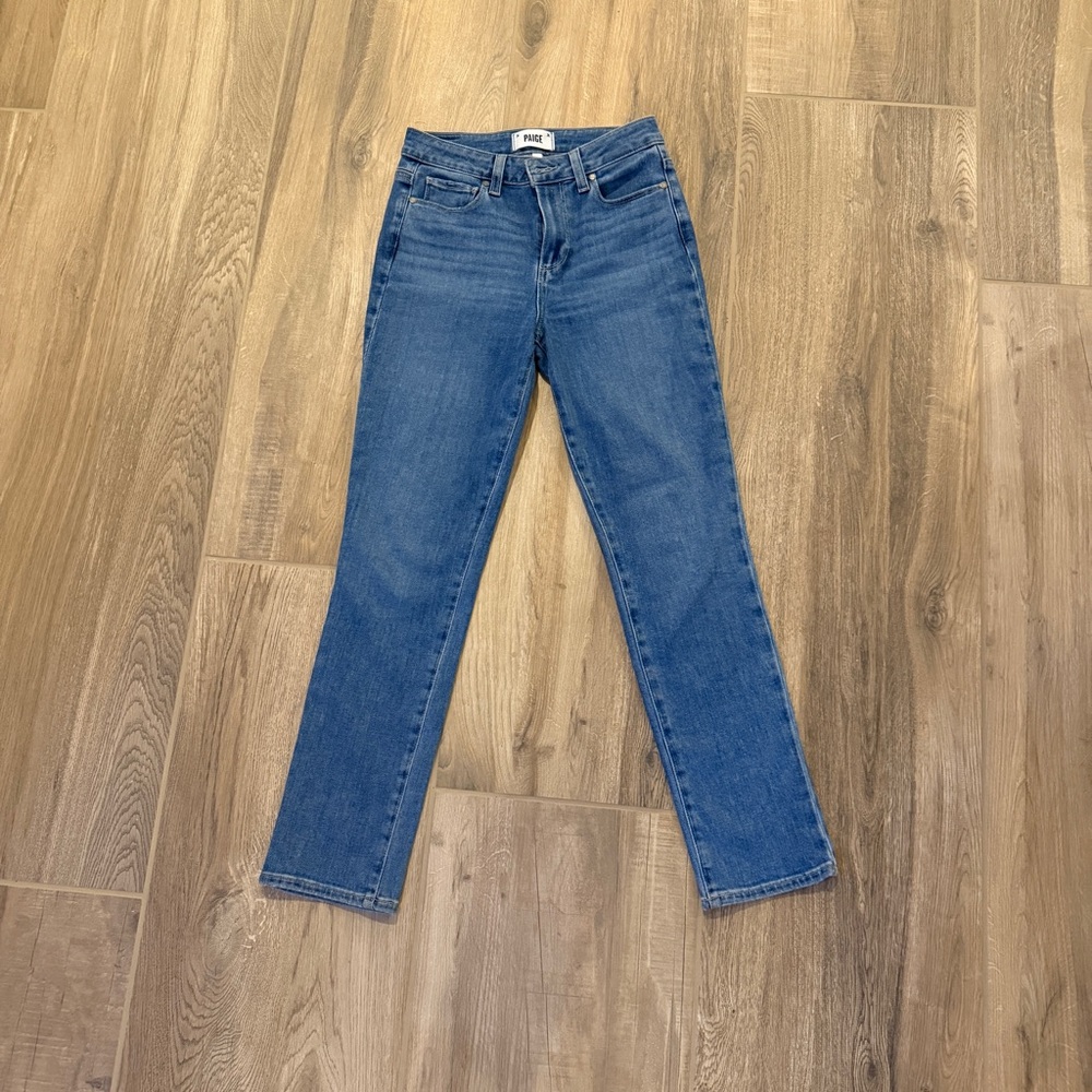 PAIGE Women's Straight Leg Blue Jeans